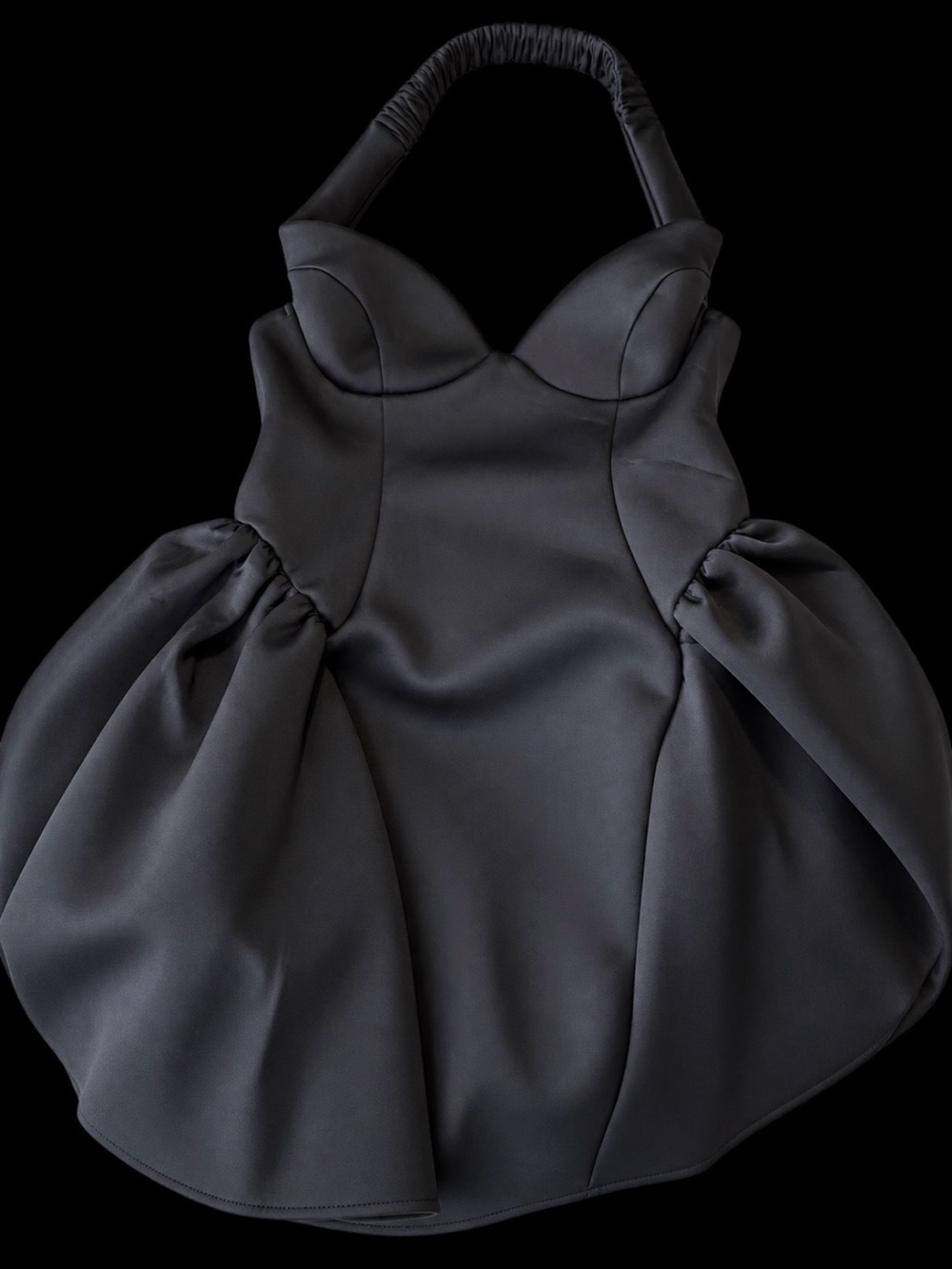 Fashion Nova Black Sculpted Bustier Mini with Dramatic Skirt